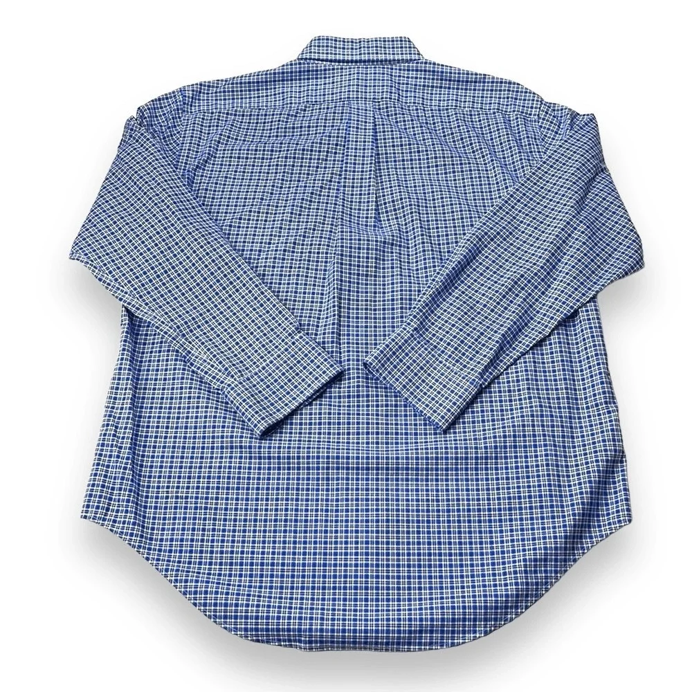 Lauren Ralph Lauren Shirt Mens 16 Blue Classic Fit Plaid Long Sleeve Button Down